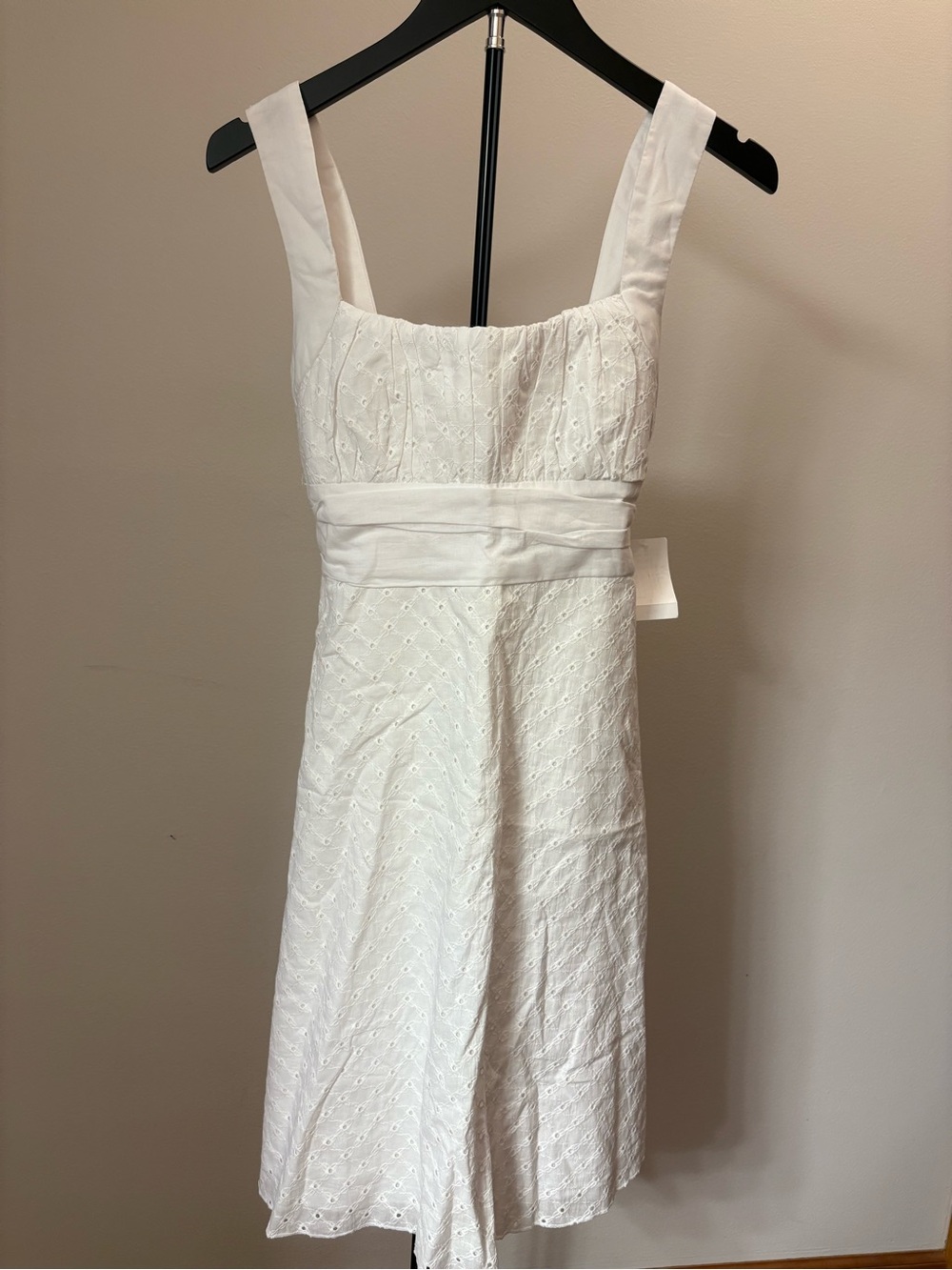 B. Smart Eyelet Midi Dress with Wide Straps